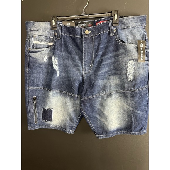 Other - Ecko Jean Shorts Men 40 Baggy Fit Med Wash Distressed Denim Patches Y2k‎ 90s